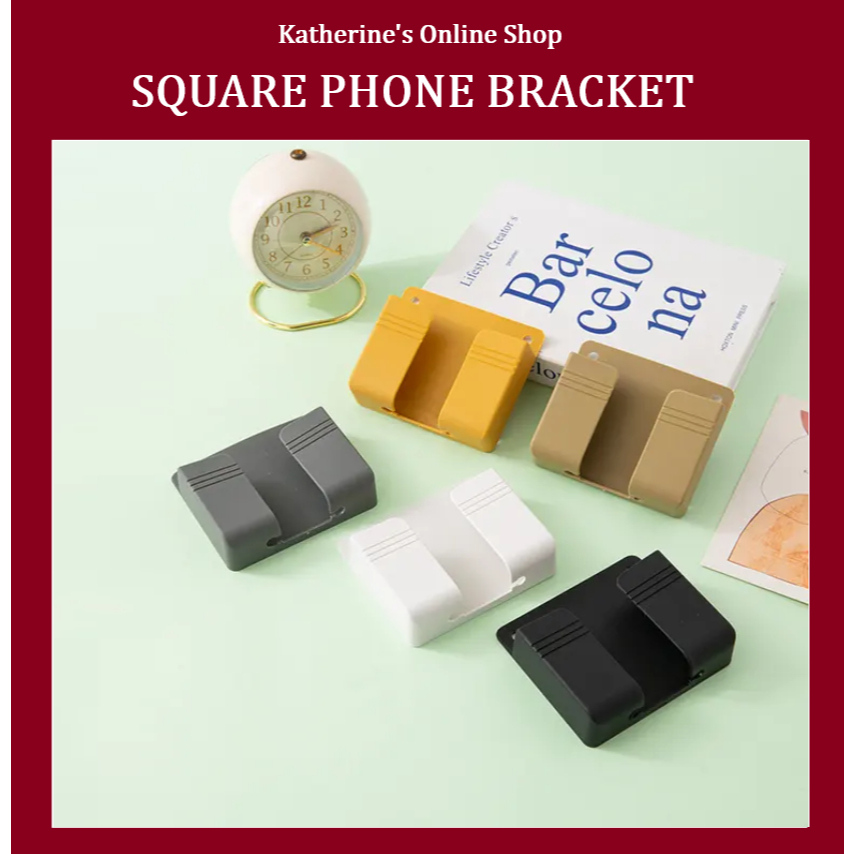 SQUARE PHONE BRACKET Wall Hanging Remote Control Organizer Mobile Phone ...