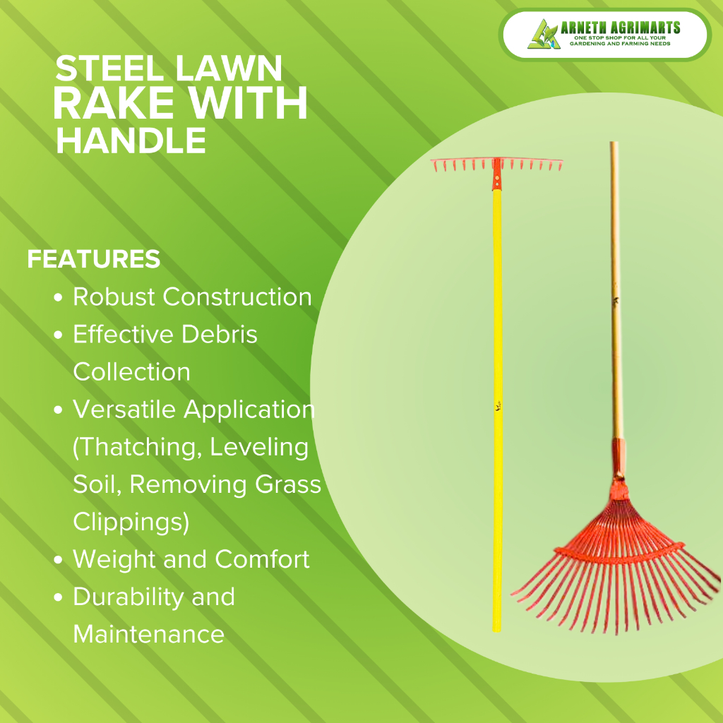 STEEL LAWN RAKE WITH HANDLE | Shopee Philippines