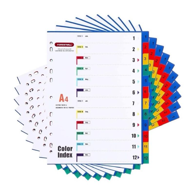 FORESTMILL INDEX FILE DIVIDER A4 SIZE (12 PAGES) | Shopee Philippines