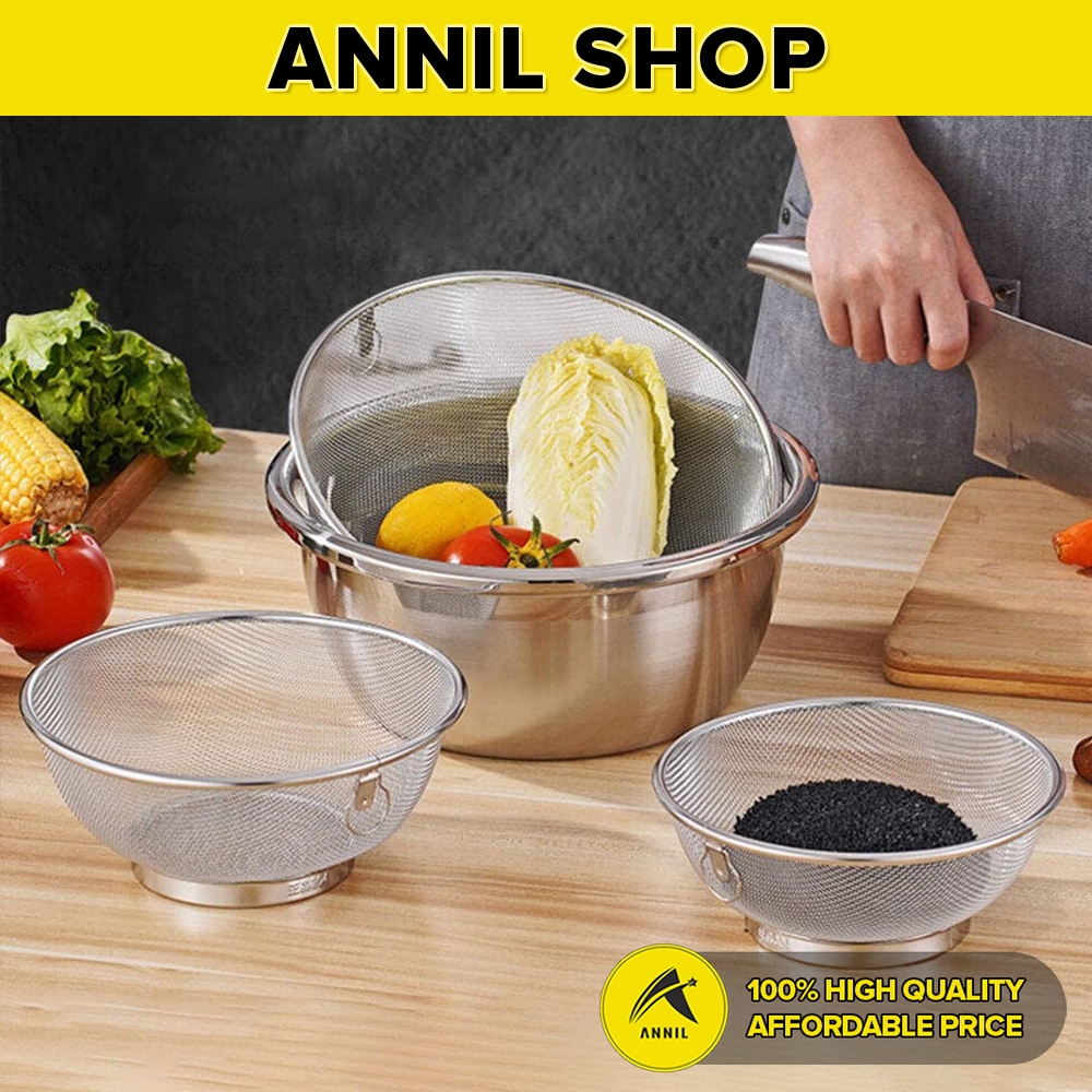 Stainless Steel Mesh Sifter Colander - Dense Hole Strainer Basket For Kitchen (2 Sizes) - View #3
