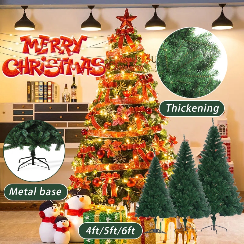 PVC Christmas Tree 4/5/6 ft High Quality Green Xmas Tree Metal Base ...