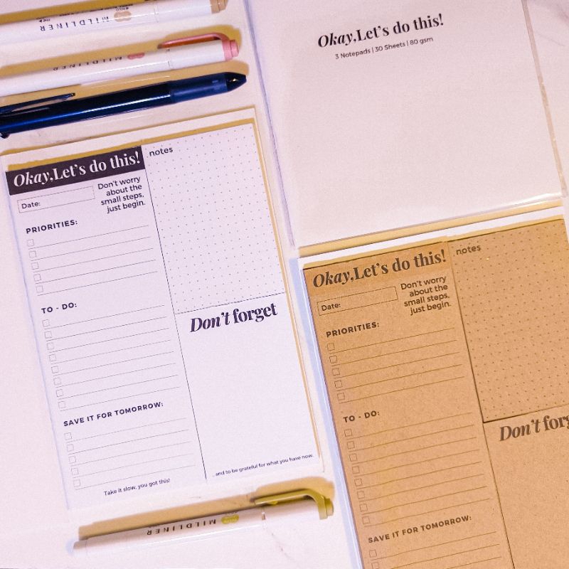Classic Monochrome Notepads 3 in 1 Full Color Design 30 sheets 3 ...