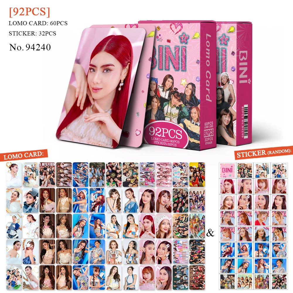 92Pcs/box BINI Holographic Postcards and Mini Stickers KPOP Album Lomo ...