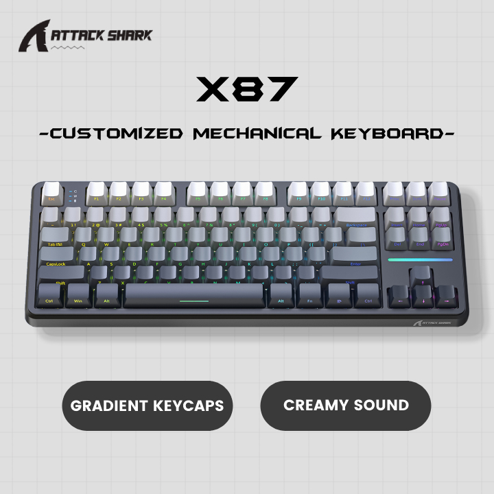 Attack Shark X87 Tri-Mode Mechanical Keyboard RGB Hot-Swap Wireless ...