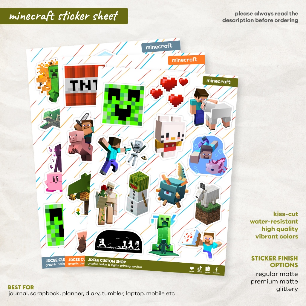 **STICKER SHEET** Minecraft Stickers Planner / Journal / Tumblr ...