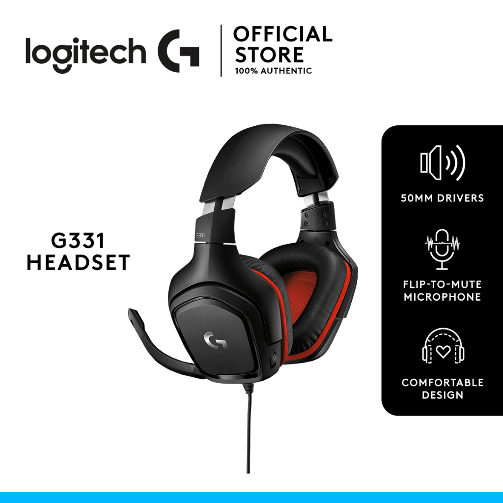 Logitech Gaming Headset G331 Wired 50mm Audio Drivers, 6mm Flip to