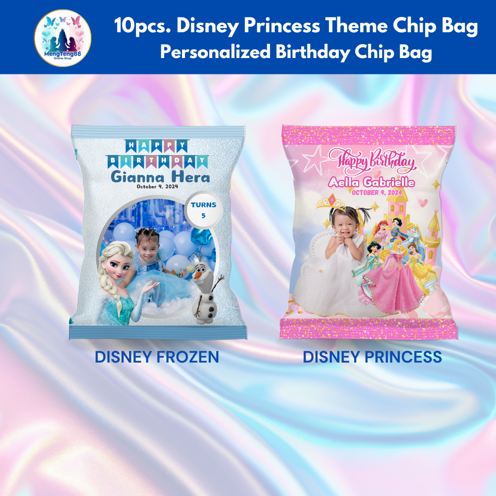 10pcs/set Disney Princess Theme Personalized Birthday Chip Bag | Shopee ...