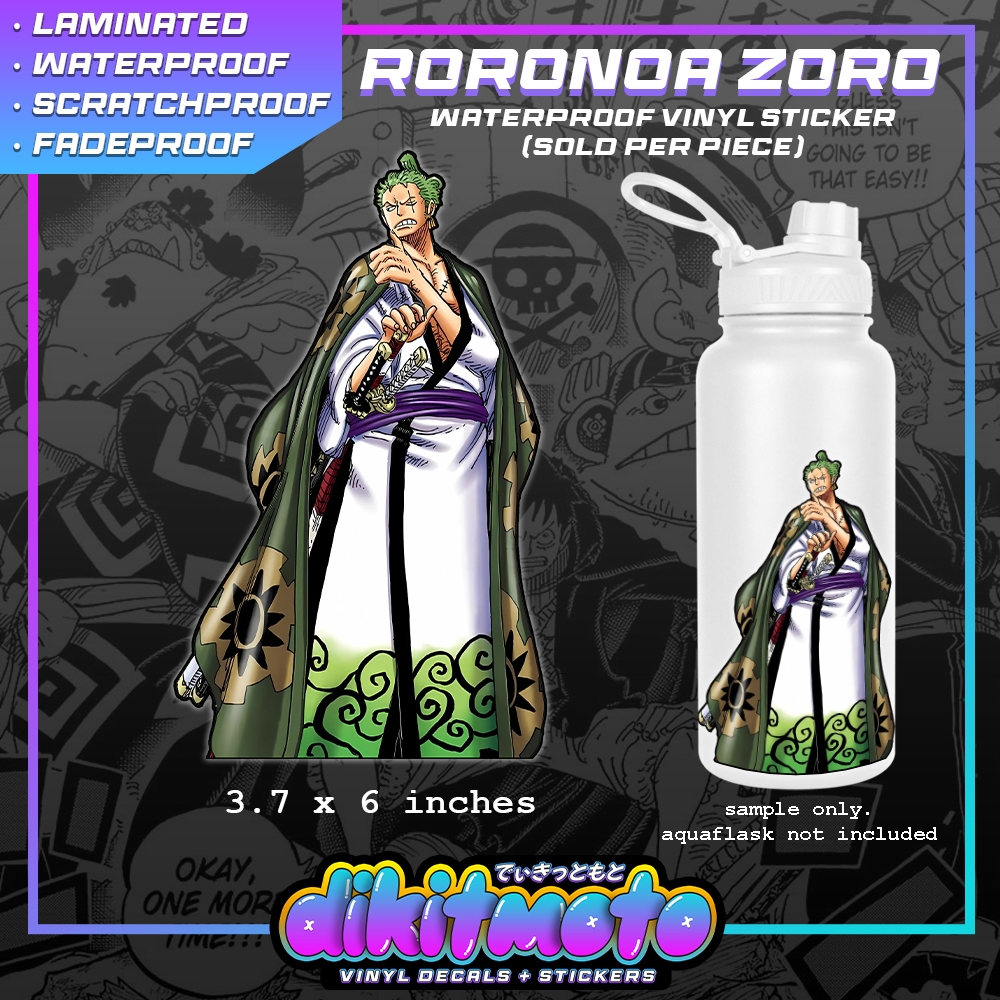 [dikitmoto] Roronoa Zoro 8 One Piece Waterproof Vinyl Sticker Laminated ...