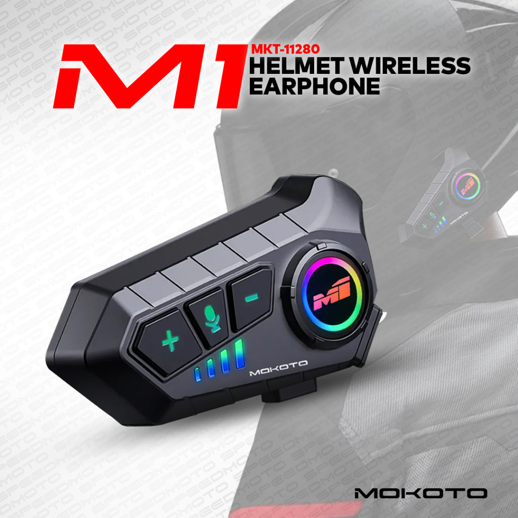 MOKOTO M1 HELMET BLUETOOTH WIRELESS EARPHONE SOFT MIC MKT-11280  WATERPROOF HANDLESS HEADSET