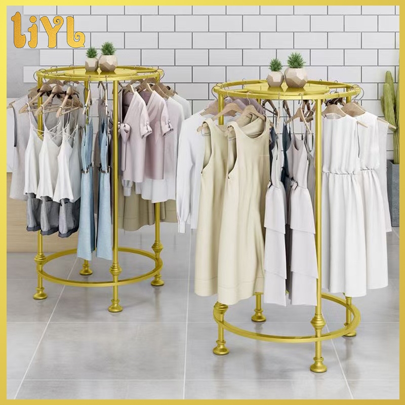Clothing store round iron hangers clothing floor display rack Clothing ...