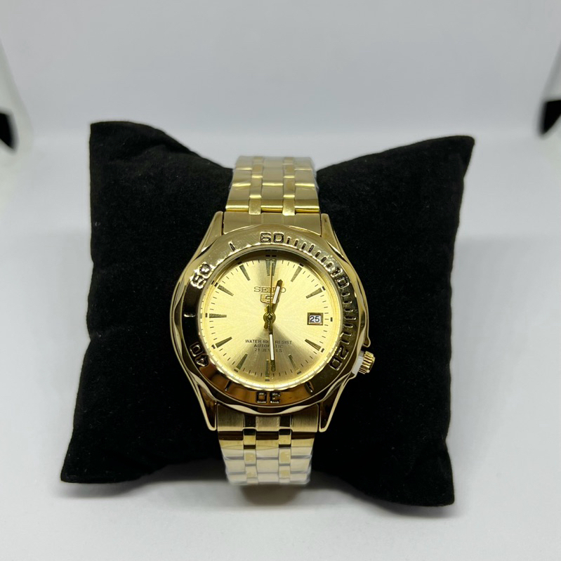 GOLD Seiko 5 Automatic Hand Movement with Date 21 Jewels Luminous Dial ...
