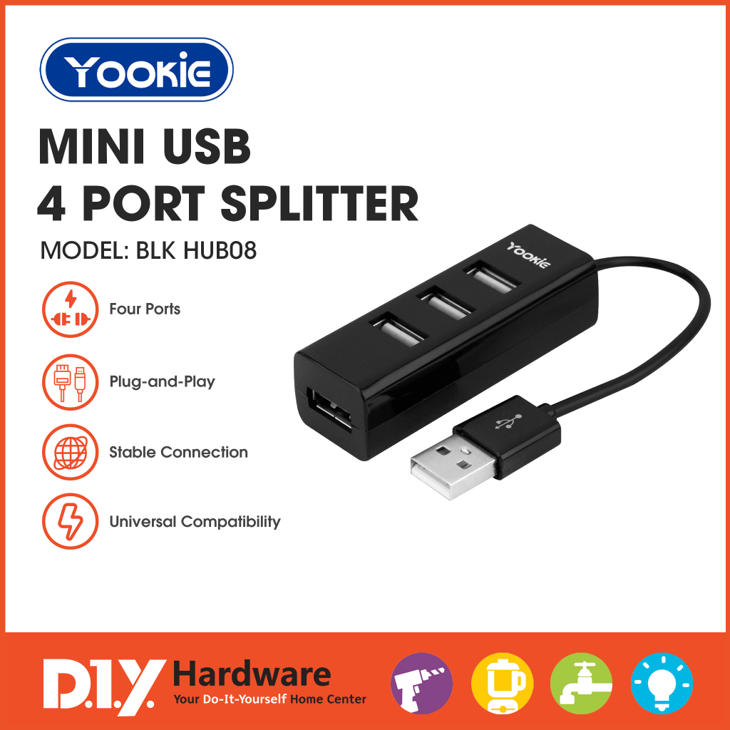 YOOKIE Mini USB 4 Port Splitter BLK HUB08 | Shopee Philippines