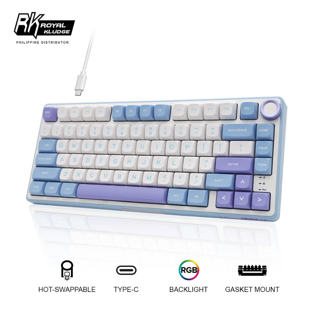 Royal Kludge RK R75 Mechanical Keyboard 75% TKL with Volume Knob Gasket ...