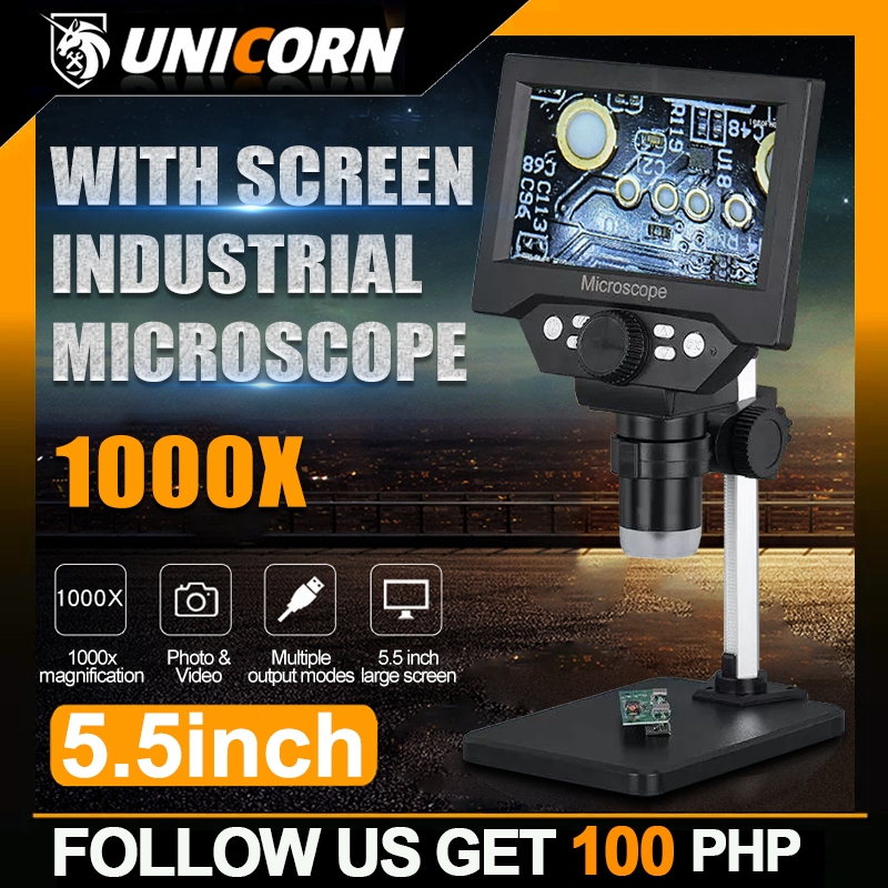 Digital Microscope 10MP 1-1000X 5.5 Inch LCD Display Magnification ...