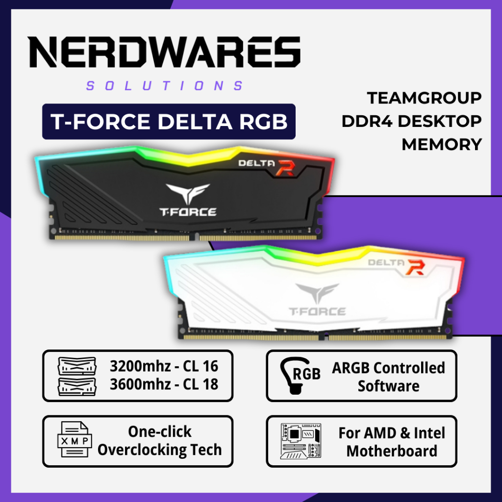 Teamgroup T-Force Delta RGB DDR4 3200 CL16 3600 CL18 RAM Gaming Memory