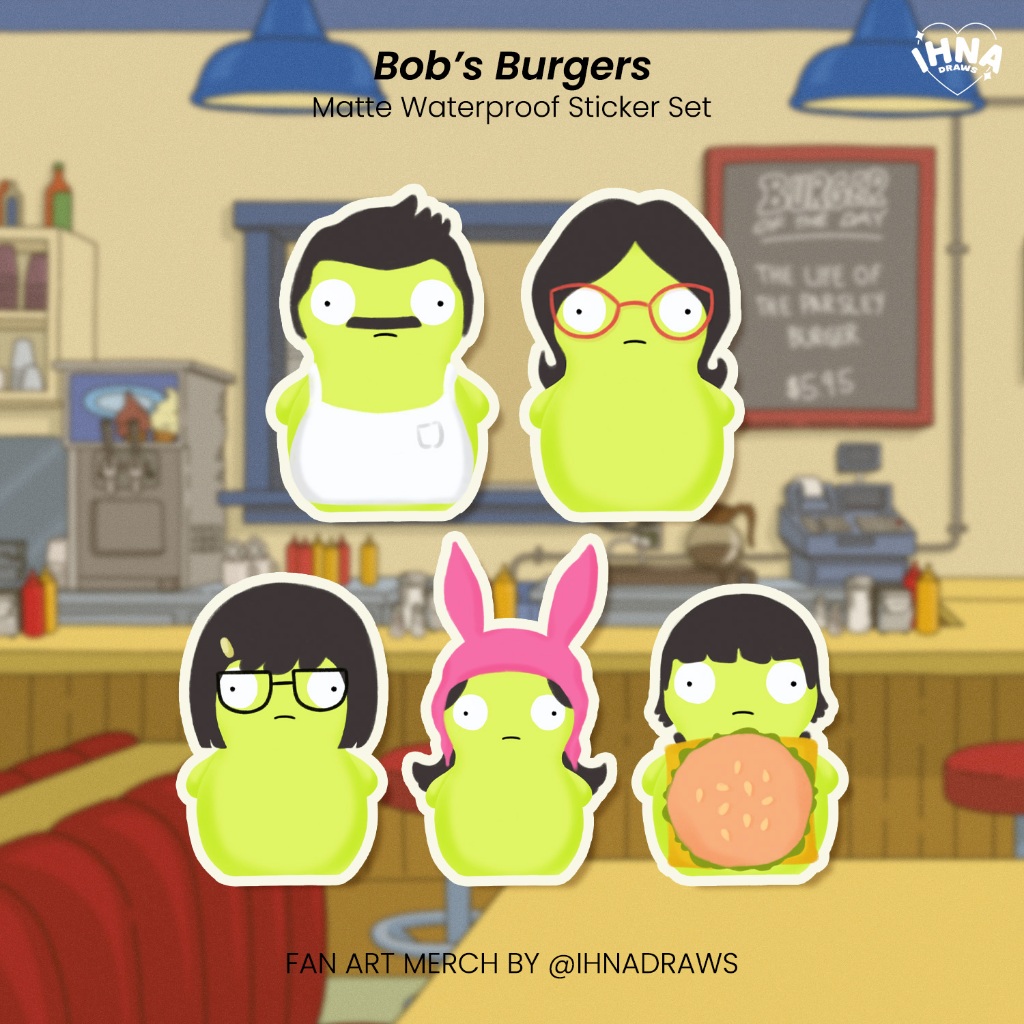 Bob's Burgers Sticker Set (bobs burgers matte waterproof kuchi kopi ...