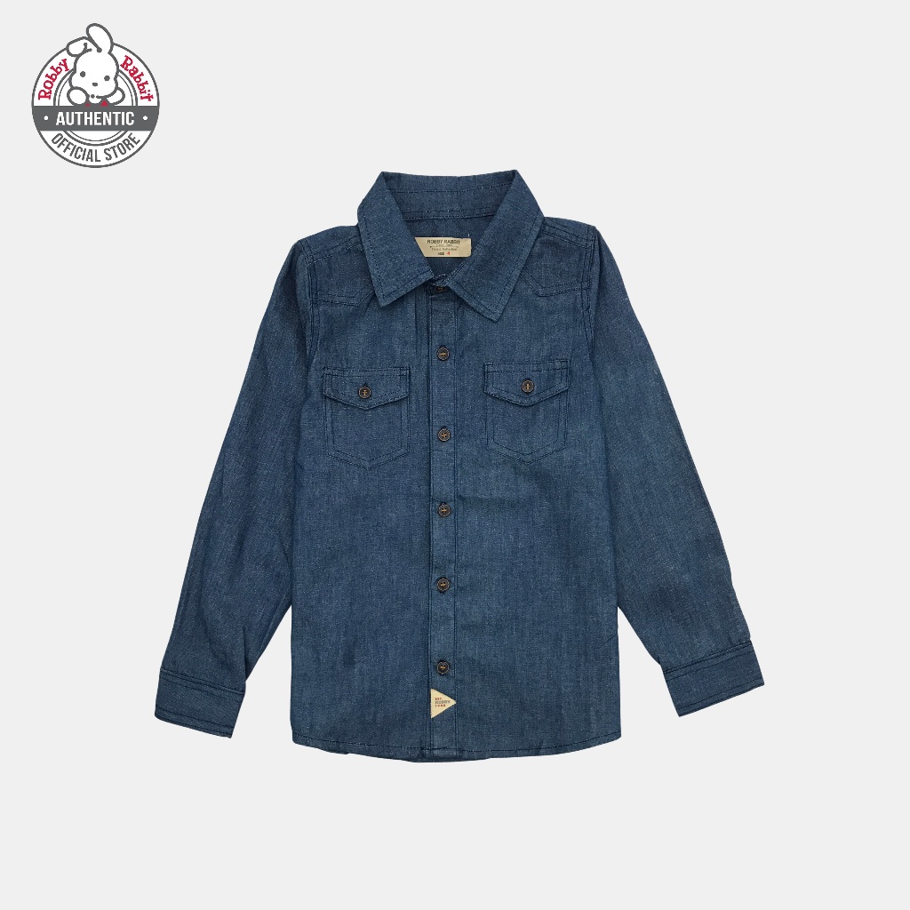 Robby Rabbit Boy Classic Charmer Long-Sleeve Denim Polo (Medium Blue ...