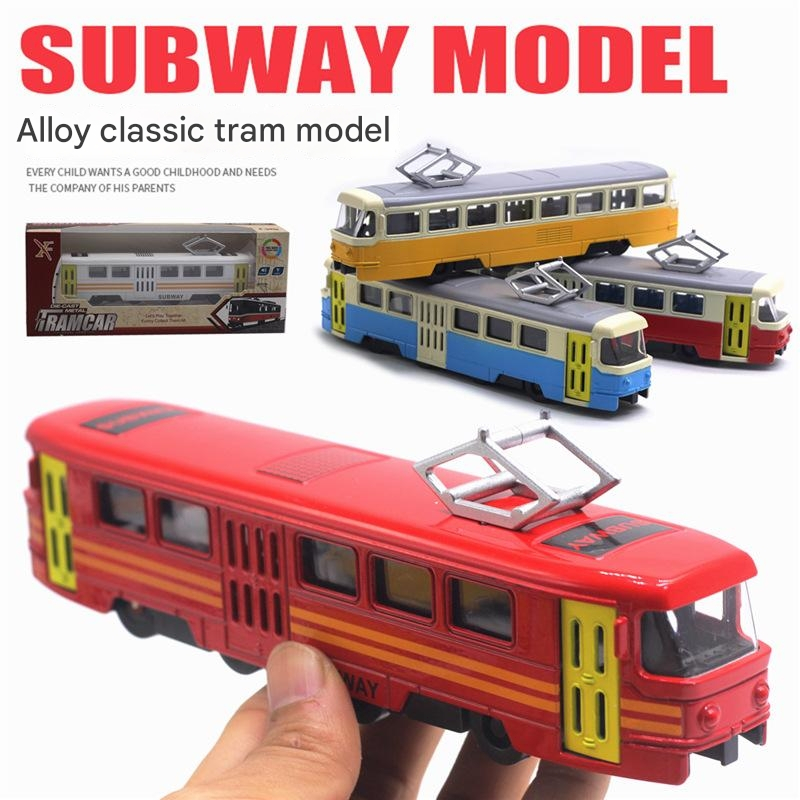 Large size retro bus alloy bus tram model pull back door sound and ...