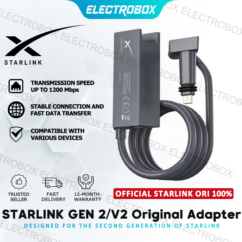 Adaptateur Ethernet Starlink V2 - Pour Satellite Rectangulaire Gen 2 - Connexion Filaire Stable 1Gbps