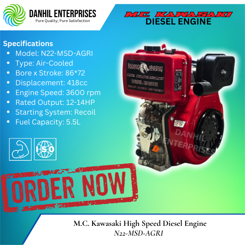 MCK Super Air-Cooled High Speed Diesel Engine 12-14HP Model N22-MSD ...