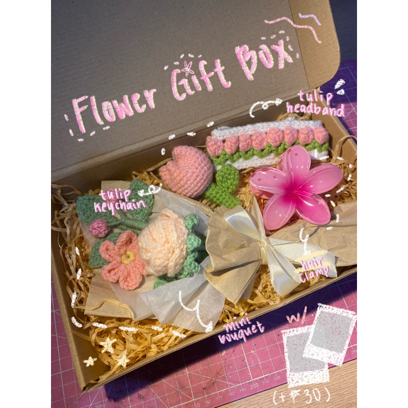 Crochet Flower Gift Set Gift Box Christmas gift Idea crochet Flower