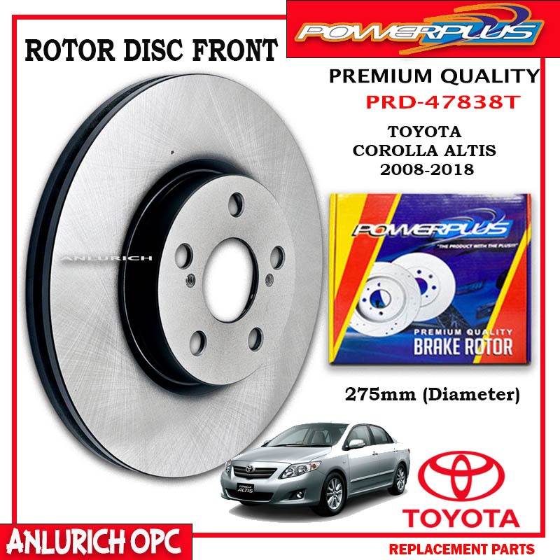 FRONT ROTOR DISC ( 275mm Diameter) TOYOTA COROLLA ALTIS 2008-2018 ...