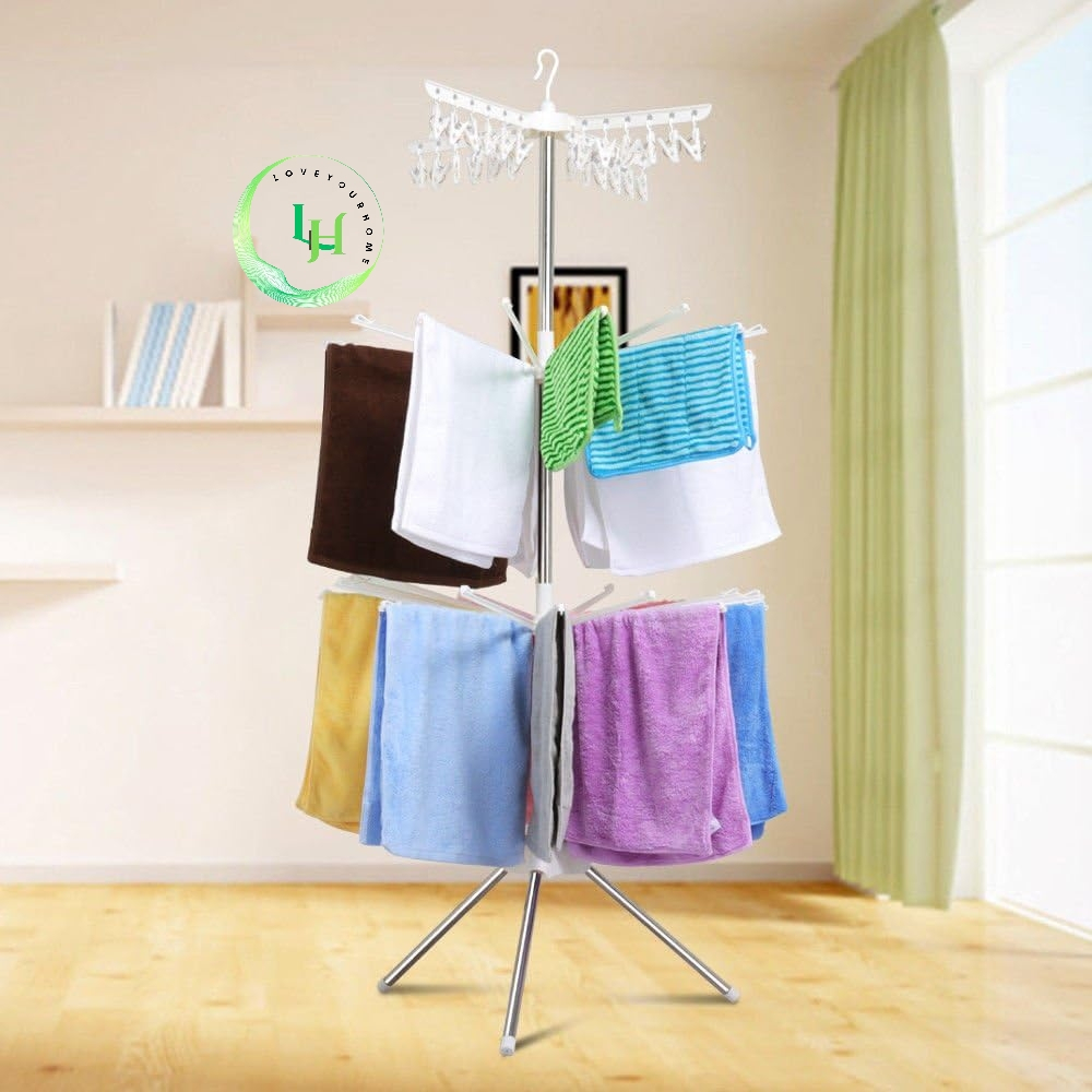 170cm 3 Tier Folding Clothes Drying Rack Stainless Steel Laundry Stand ...