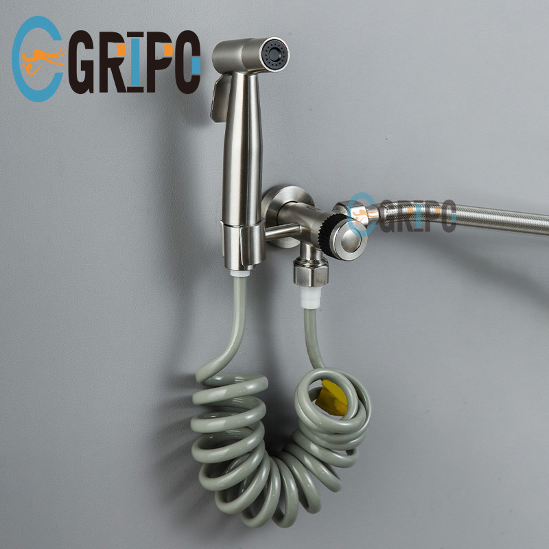 GRIPO High end 304 stainless 3 in 1 bidet+cord type hose+2 way angle ...