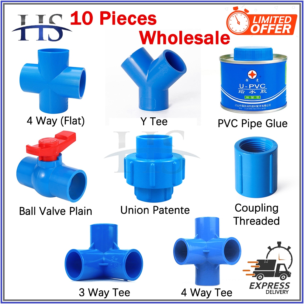 10PCS PVC Blue Coupling Fittings（3 Way， 4 Way，Y Tee，Ball Valve Plain ...