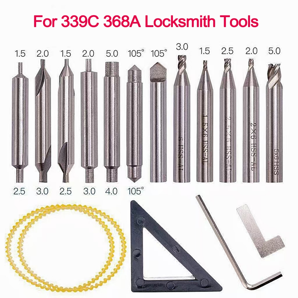 17PCS Milling Cutter Drill Bit Set For Locksmith Tool Set Vertical Key ...