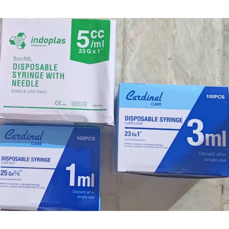 Cardinal 1cc 1ml /Cardinal 3cc 3ml/ Indoplas 5cc 5ml Sterile Disposable ...