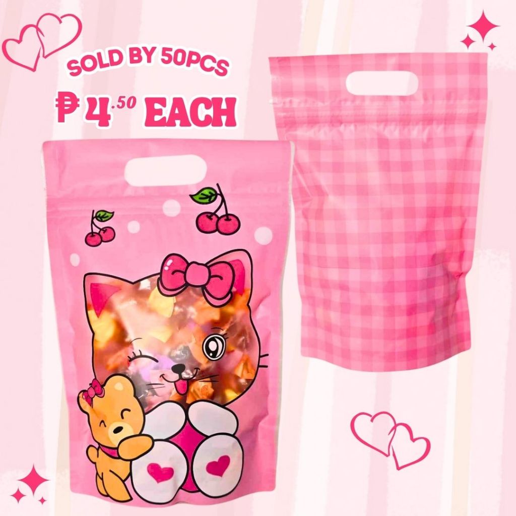 FP3049 (50PCS) Hello Kitty Zip Bag Plastic Cookie Pastry Gift Bag Style ...