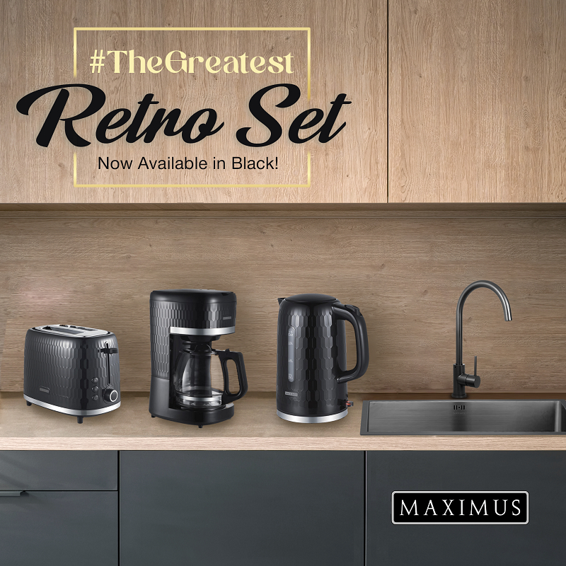 Retro Breakfast Set (Kettle, Toaster & Coffee Maker) - Black | Shopee ...