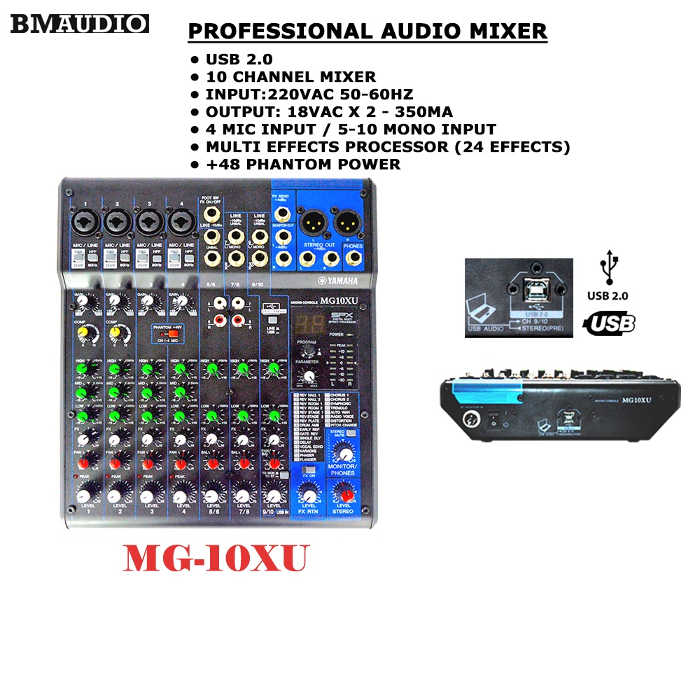 BM AUDIO PROFESSIONAL MIXER WITH MULTI EFFECTS PROCESSOR 24channel ...
