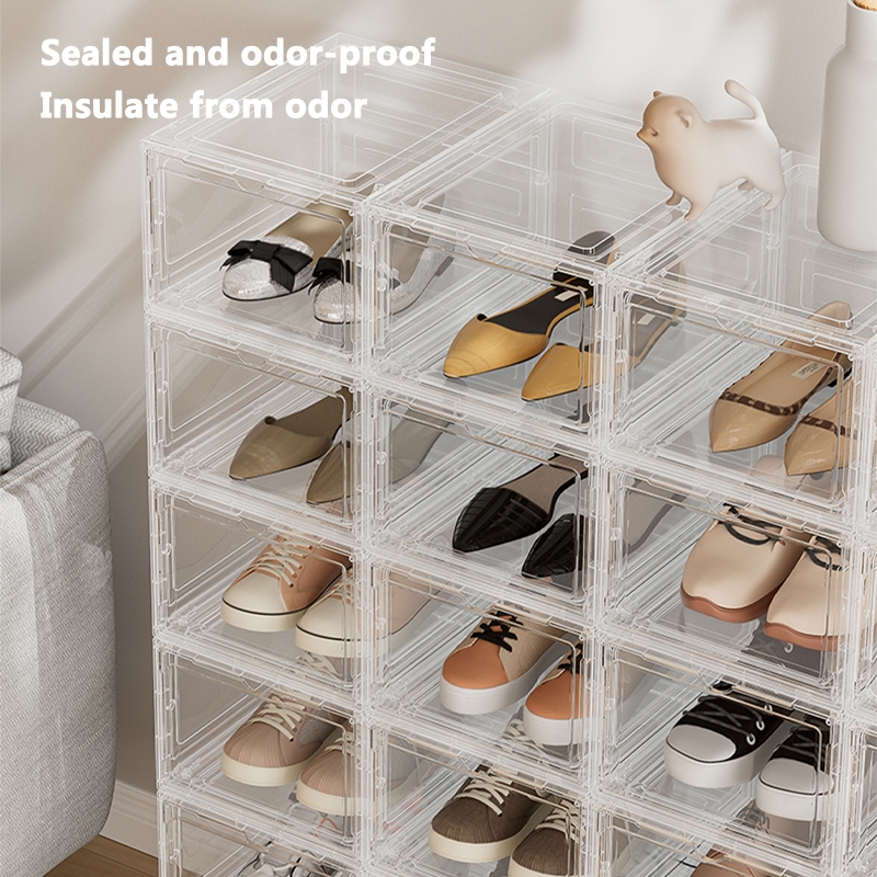 Shoe Box Shoe Storage Box Storage Organizer Stackable Magnetic Shoe ...