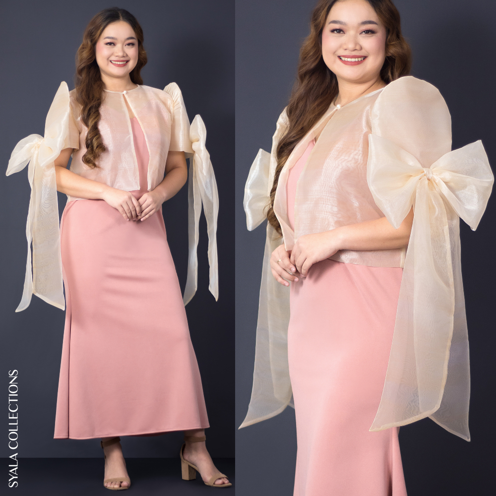 Spaghetti Strapped Flared Bottom Maxi Dress and Bolero Bow Filipiniana ...