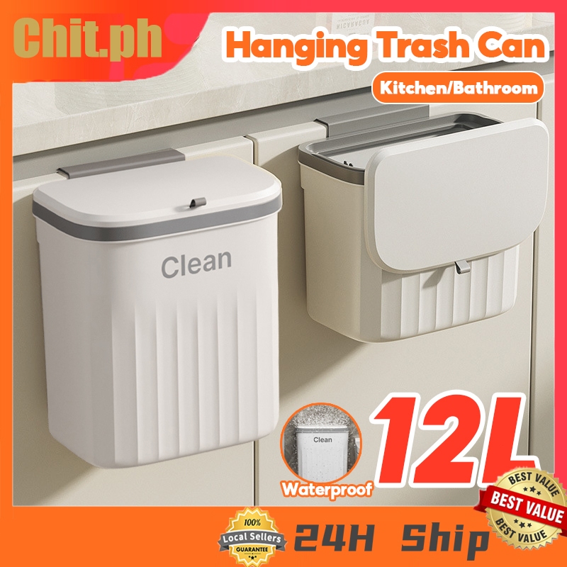 CHIT Multi-Size Hanging Trash Can With Cover Wall-Mounted Garbage Bin ...