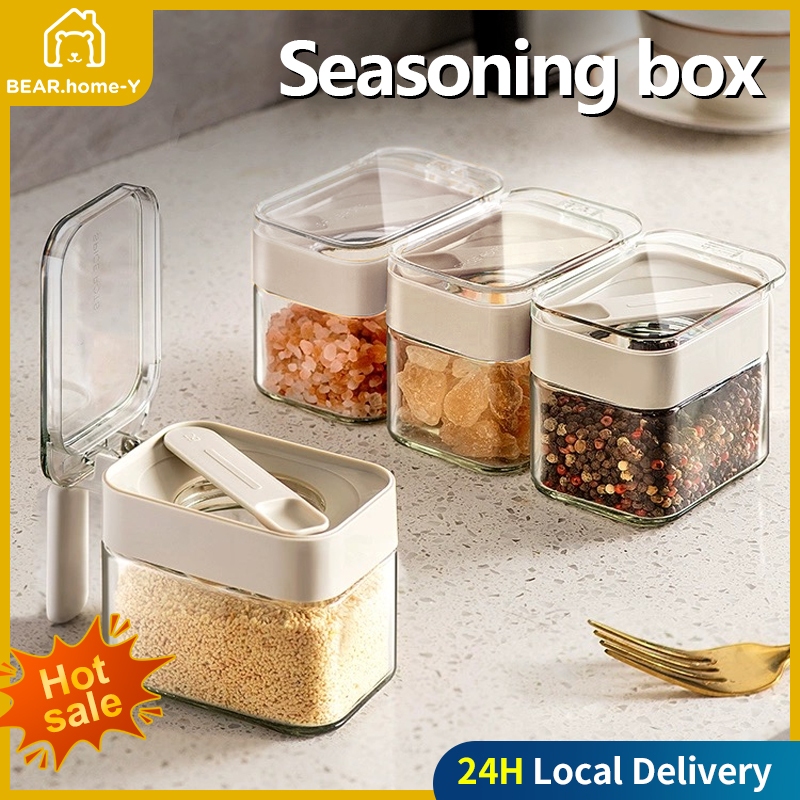Seasoning jar Seasoning box with spoon Sealed moisture-proof Seasoning ...