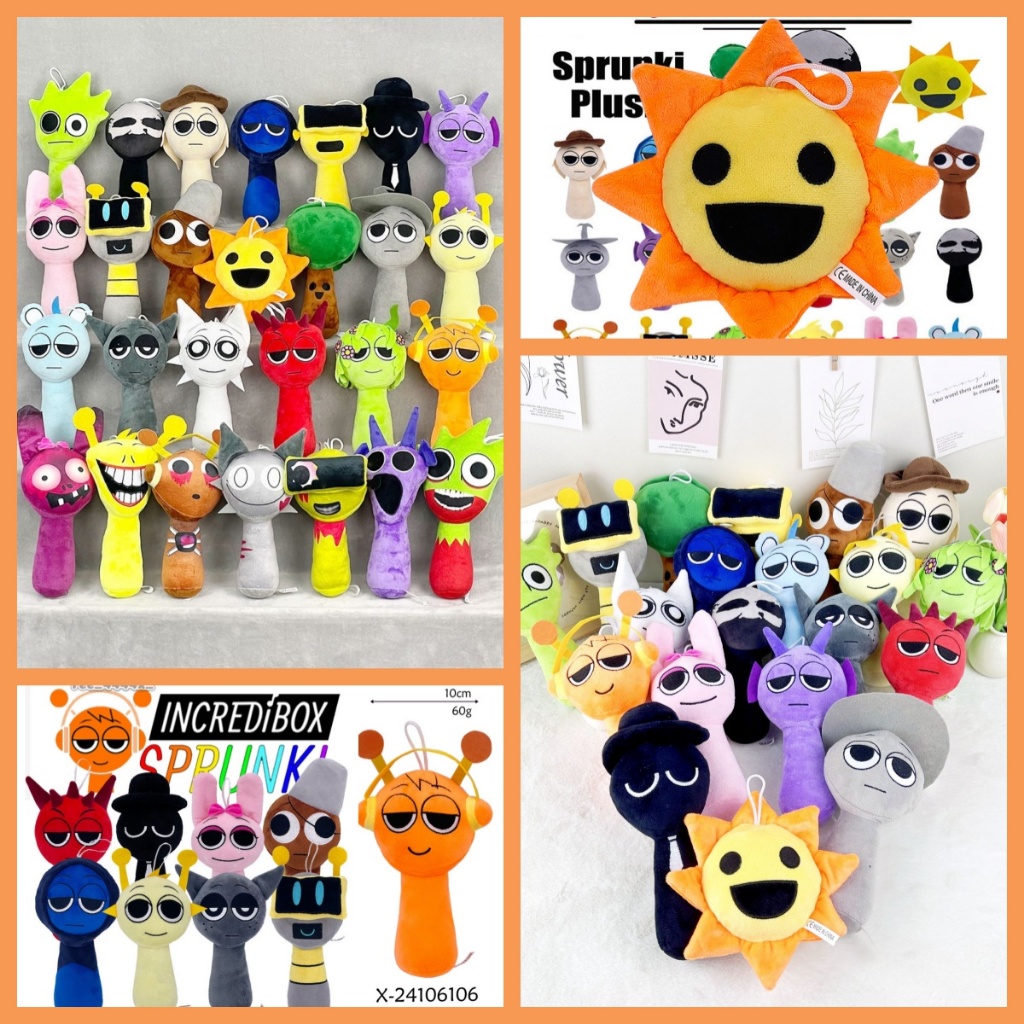 20cm Sprunki Plush Toy Sprunki Incredibox Game Grey Plush Doll Bag ...