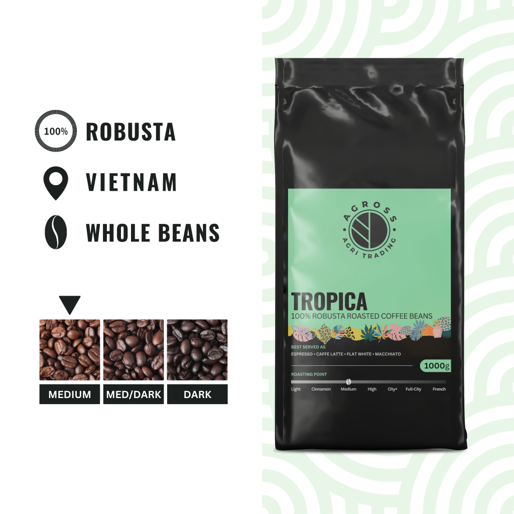 Robusta Vietnamese Roast Coffee Beans For Best Ice Reference: Agross Tropica 100 Robusta Medium Roast Coffee Beans Vietnamese 1Kg