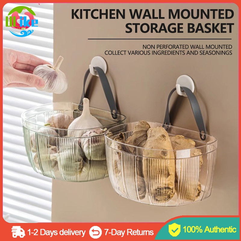 Ginger and Garlic Storage Box Kitchen Head Wall Hanging Basket Rack ...