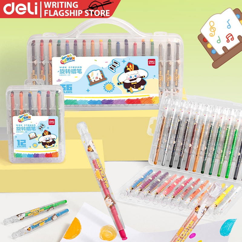 Deli 12/24/36 Colors Rotating Crayon Art Painting Pens HM855 | Shopee ...