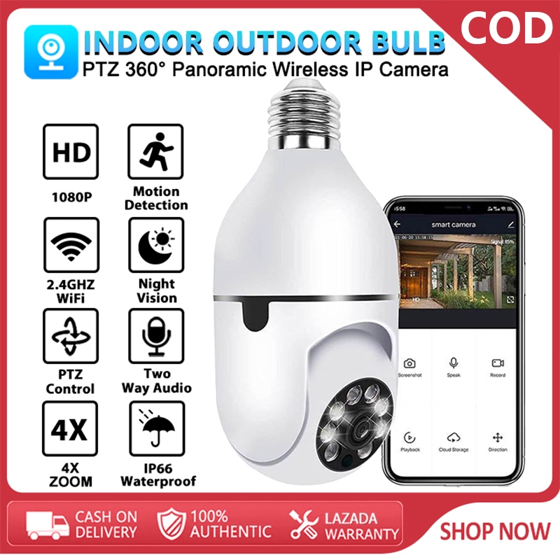 V380 IP CAM Wireless WIFI Panoramic Bulb cctv Camera 360 Degree Bulb ...