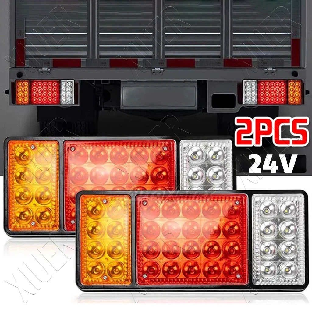 2Pcs 24V Universal Fit LED Trailer Lights Tail Turn Signal Brake ...