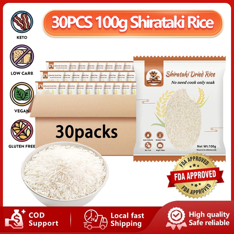 Mr.Squirrel 30PCS 100g Dry / Dried Shirataki Rice Konjac Keto/Low Carb ...