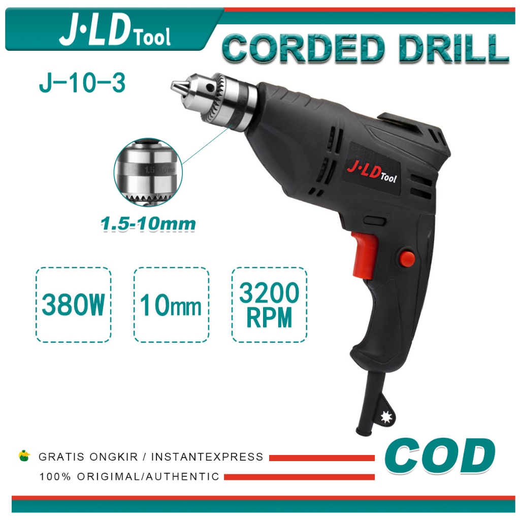 JLD Electric Reversible Drill 10mm Electric wood drill Concrete Wall ...