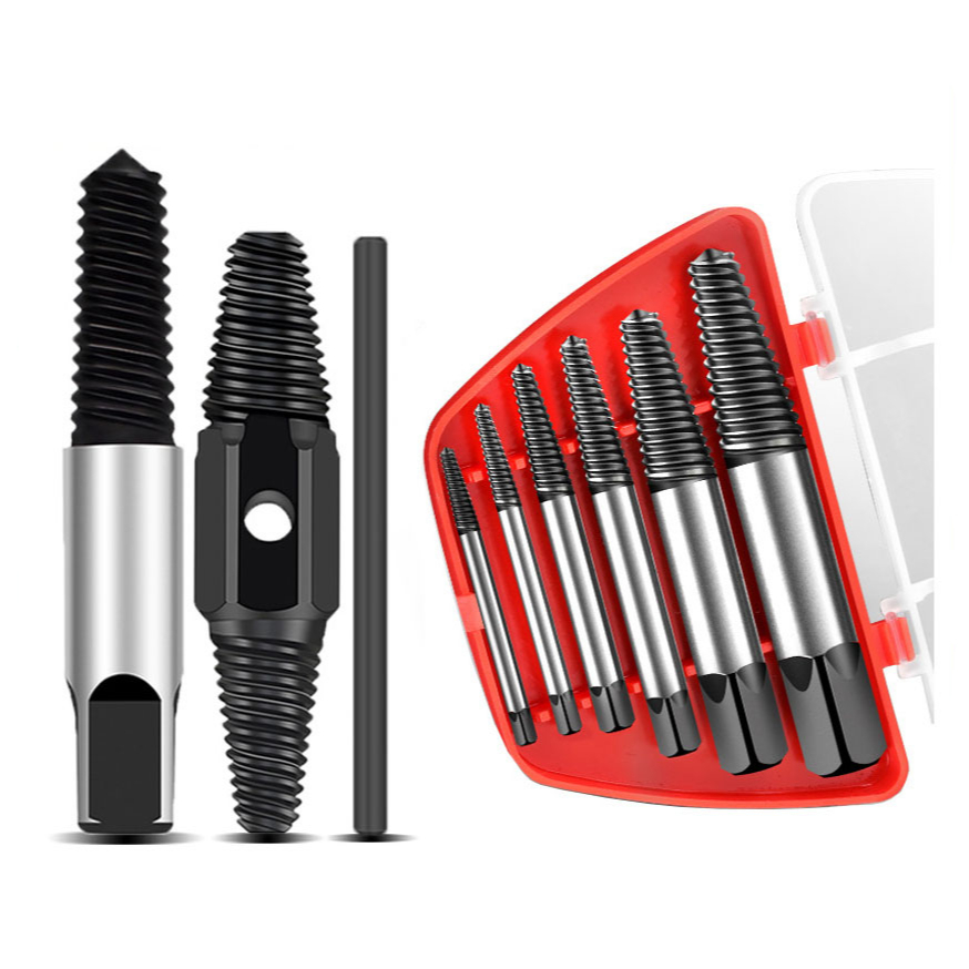 6pc Steel Broken Damaged Screw Extractor Drill Bit Guide Set Bolt ...