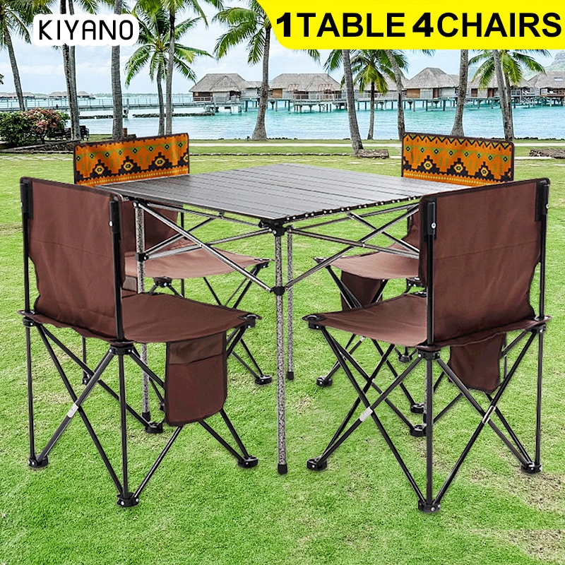 Outdoor folding tables and chairs 5-piece aluminum alloy set