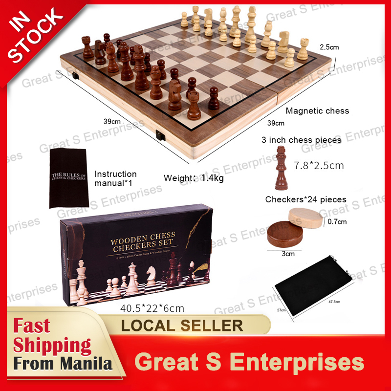 Magnetic Chess Set Traditional Wooden Folding Classic Chess board ...