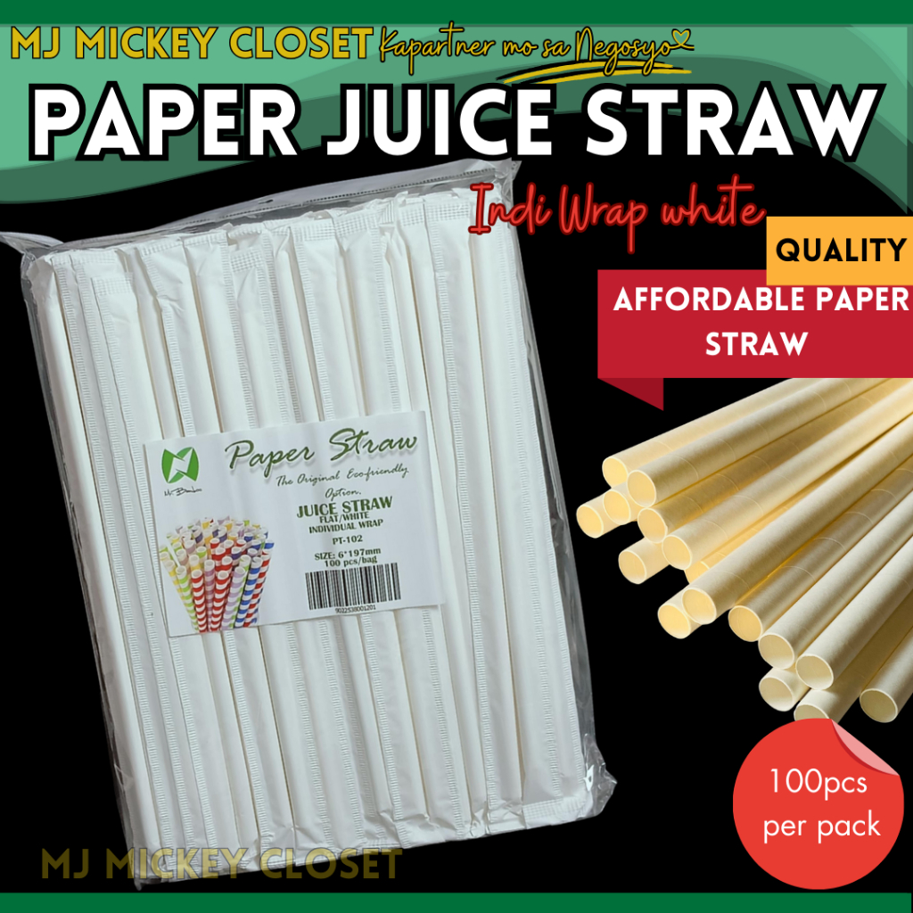 Paper Juice Straw INDI Wrap 100pcs White | Shopee Philippines
